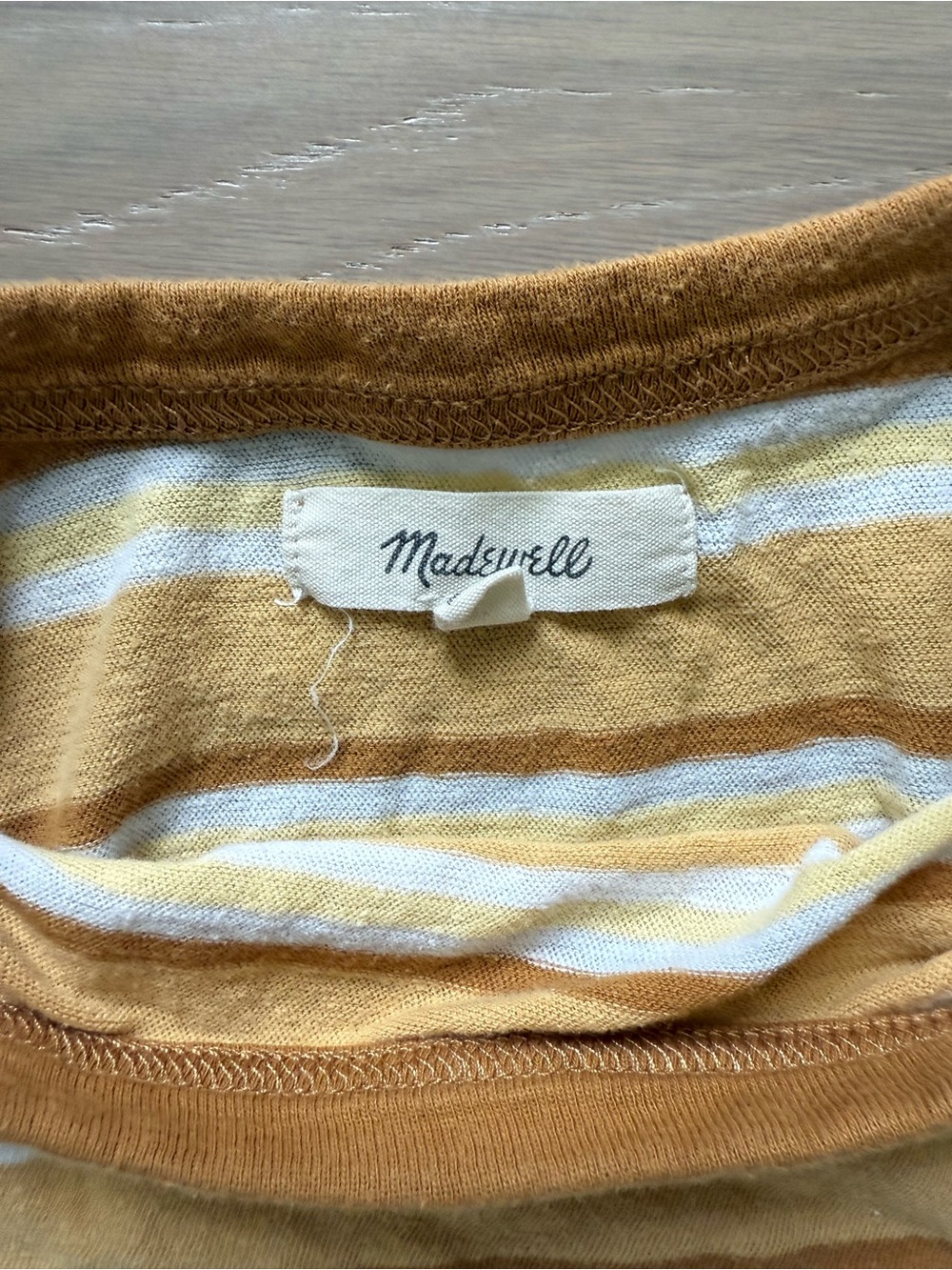 Madewell Yellow and White Striped Tee - Picture 3 of 3